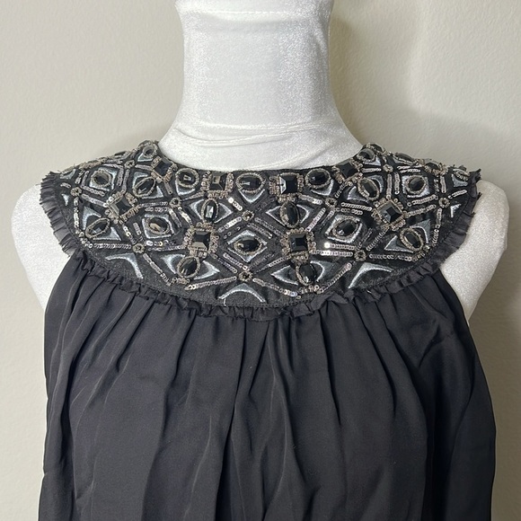 Alice + Olivia 100% Silk Trapeze Embellished Dress Black Size Small NWOT! - Picture 4 of 14
